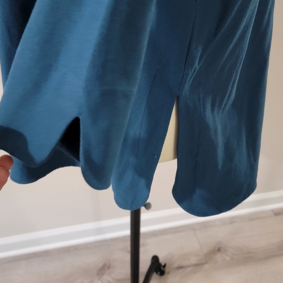 Eileen Fisher Shirt Womens XL Green-Blue Teal Quarter Sleeve Split Hem Tunic - Picture 3 of 9